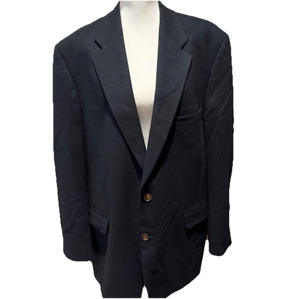 GRANT THOMAS Mens‎ 46L Black Thick 100% Cashmere Blazer Suit Jacket
